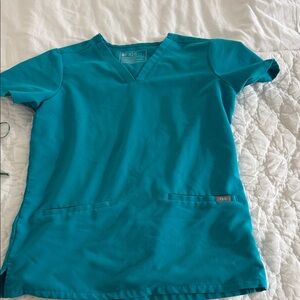 Figs Teal V-Neck Medical Scrub Top